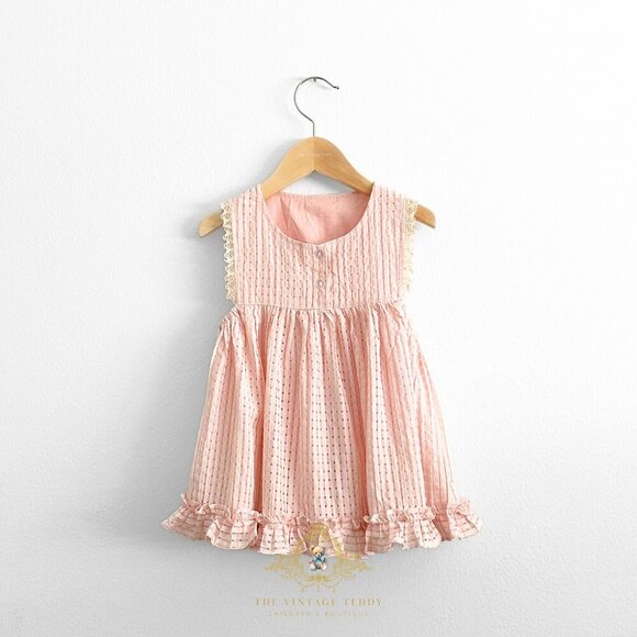 The Vintage Teddy Other - NWT Pretty Girls Sun Dress Checkered Lace Ruffles Bohemian Spring & Summer 2T